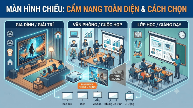 Màn Hình Chiếu Là Gì? Cách Chọn Màn Chiếu Phù Hợp 1 man hinh chieu la gi