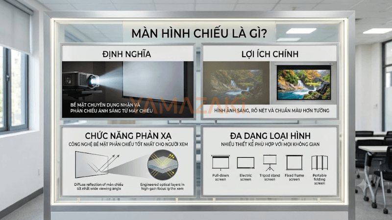 Màn Hình Chiếu Là Gì? Cách Chọn Màn Chiếu Phù Hợp 2 man hinh chieu cach chọn