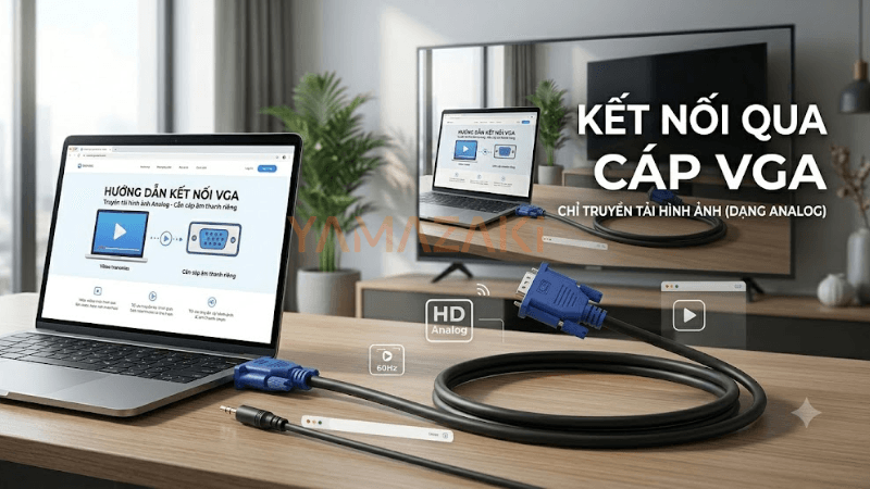 Kết Nối Máy Tính Với Máy Chiếu: Hướng Dẫn Chi Tiết Từ A–Z (2026) 4 kết nối qua cap VAG