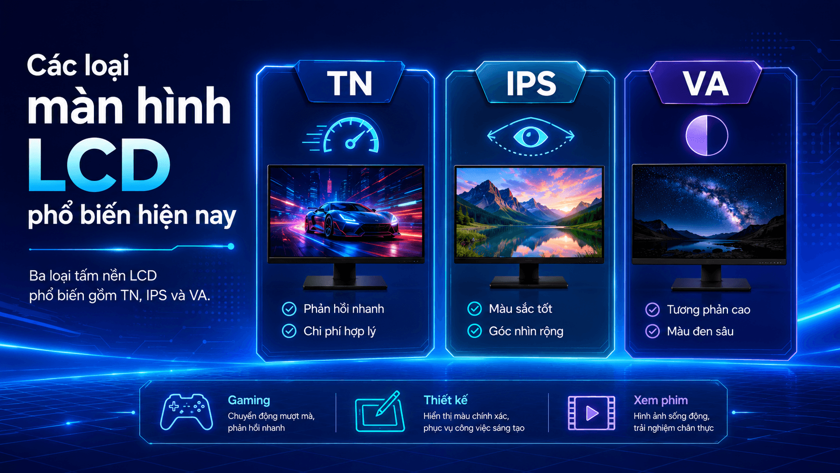 Màn Hình LCD Là Gì? Cấu Tạo, Nguyên Lý Và Ưu Nhược Điểm 3 Các loại màn hình LCD phổ biến