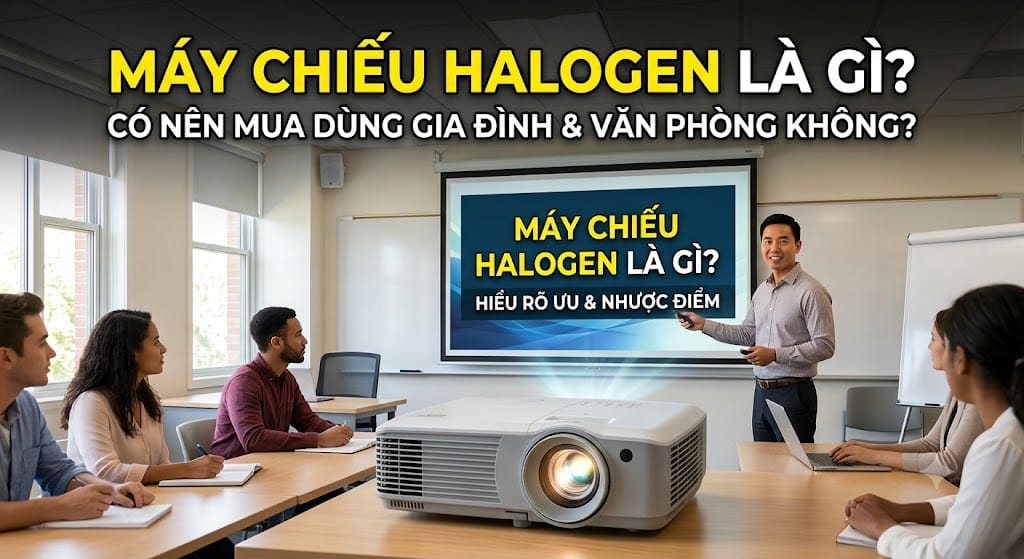 Máy Chiếu Halogen Là Gì? Có Nên Mua Không? Ưu Nhược Điểm Chi Tiết 1 may chieu halogen