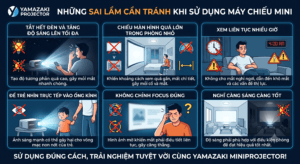 Máy chiếu mini có hại mắt không? Cách sử dụng an toàn cho mắt năm 2026 2 Sai lầm dùng máy chiếu