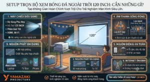 Máy chiếu xem đá bóng được 120 Inch ngoài trời? 1 xem bóng đá ngoài trời