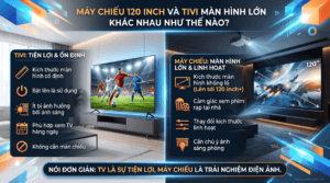 máy chiếu 120 inch và TV 