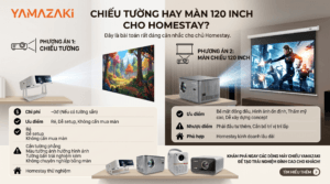 chiếu tường hay chiếu màn phù hợp màn 120 inch