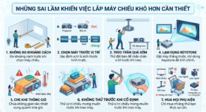 Máy Chiếu Có Khó Lắp Không? 5 Cách Setup Máy Chiếu Tại Nhà Đơn Giản, Không Cần Thợ 2 hiểu lầm khi lắp đặt máy chiếu